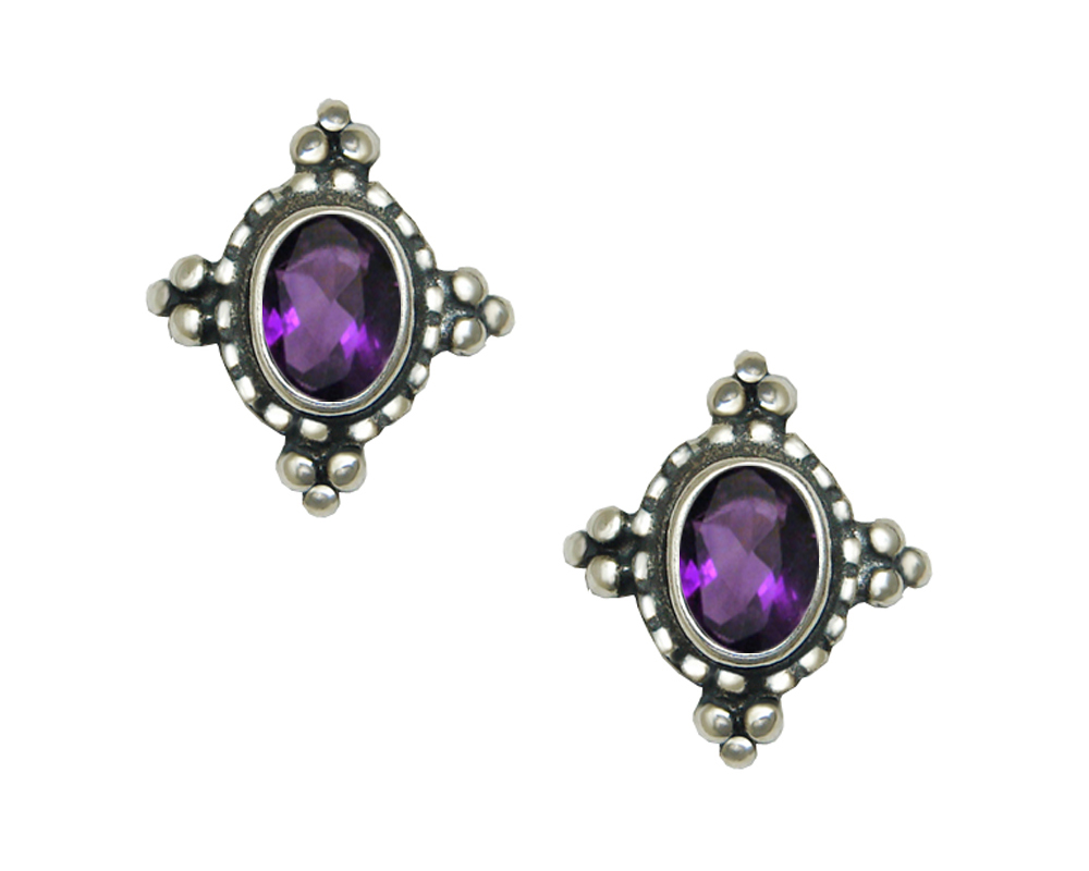 Sterling Silver Petite Amethyst Post Stud Earrings